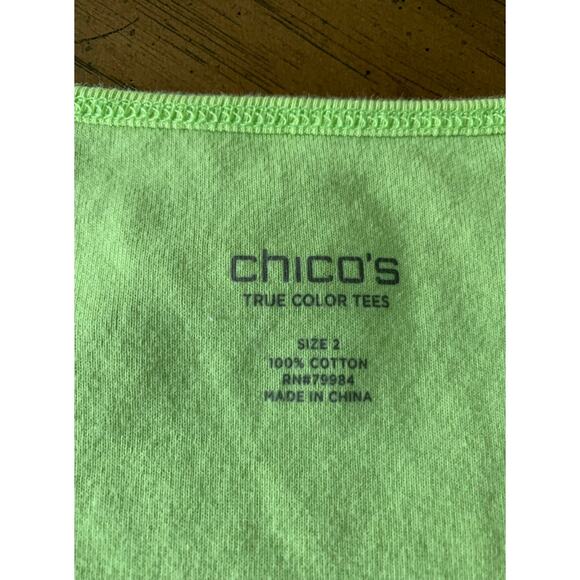 Chico's Jacket Lime Green Lace Cut Out Sheer Button Up 3/4 Sleeves Size 2 US 12 - Picture 8 of 15